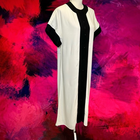 NWT Equipment Femme ‘Claudine’ Button-Up Dress in Ivory / Black Size Small - Picture 13 of 16